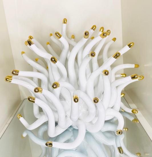Anemone grande bianco punte oro